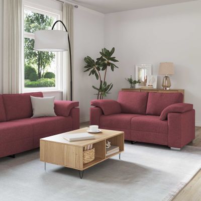 vidaXL Pohovka 3 pcs Vetrná červená 219 x 80 x 82 cm Ľanová zmes