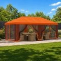 vidaXL Záhradný altánok so bočnými stenami 6 x 3 m Oranžová