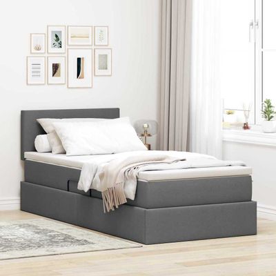 vidaXL Postel s úložným prostorem a matrací Tmavo šedá 90 x 200 cm