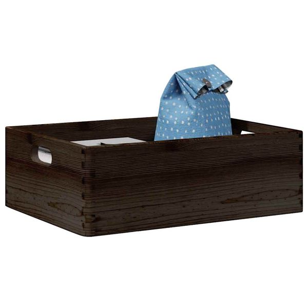 VidaXL Drevená škatuľka s rúčkami čierna 40x30x13 cm masívna borovica