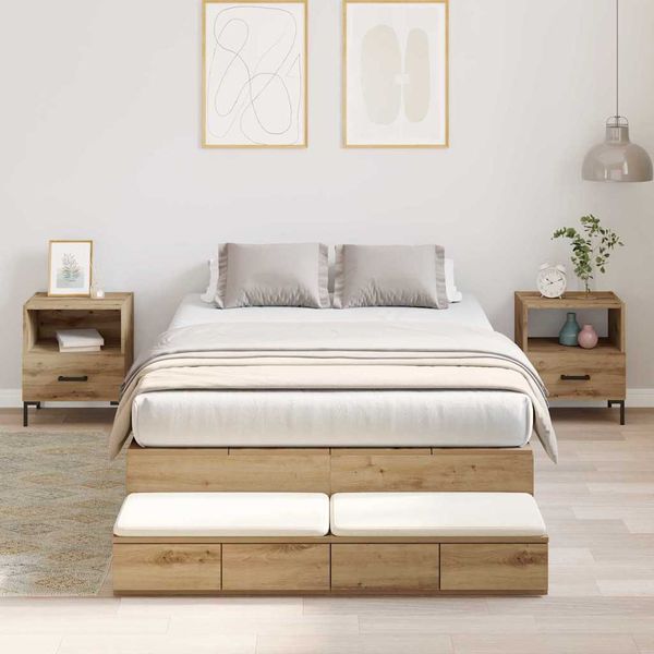 vidaXL Rám postele s úložným prostorem s dverami Remeselný dub 120 cm