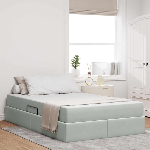vidaXL Postel s úložným prostorem a matrací Svetlosivá 120 x 190 cm
