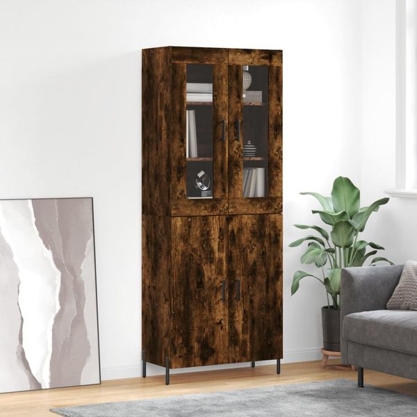 vidaXL Vysoká skrinka dymový dub 69,5x34x180 cm spracované drevo