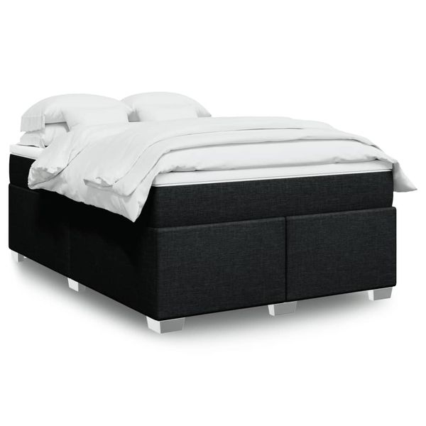 vidaXL Posteľný rám boxspring s matracom čierny 160x200 cm látka
