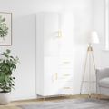 vidaXL Vysoká skrinka lesklá biela 69,5x34x180 cm spracované drevo