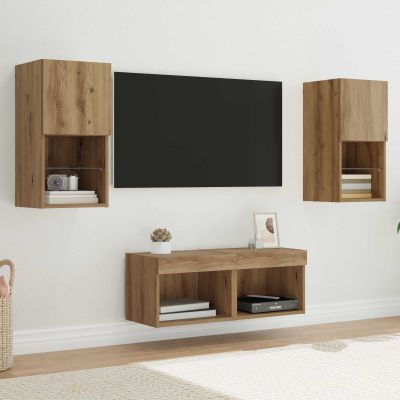 vidaXL TV Steny Skine Nástenný 4 pcs Remeselný dub Kompozitné drevo