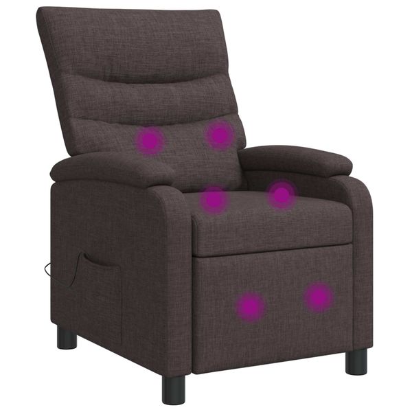vidaXL Masážne relaxačné kreslo Tmavohnedá Látka
