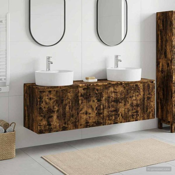 vidaXL Set kabinetov do kúpeľne 3 ks Dymový dub 49,5 x 44,5 x 65 cm