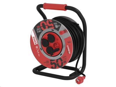 Prodlužovací kabel EMOS P084505 PROFI na bubnu 50 m / 4 zásuvky / černý / guma / 230 V / 1,5 mm2
