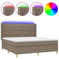 vidaXL Posteľ boxsping s matracom a LED sivohnedá 160x200 cm látka