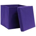 vidaXL Úložné boxy s vekom 4 ks, 28x28x28 cm, fialové