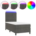 vidaXL Posteľ boxsping s matracom a LED tmavosivá 80x200 cm zamat