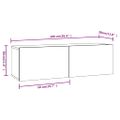 vidaXL Nástenné TV skrinky 4 ks dymový dub 100x30x30 cm