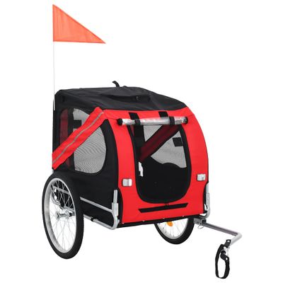 vidaXL Vozík za bicykel pre psa, červeno čierny