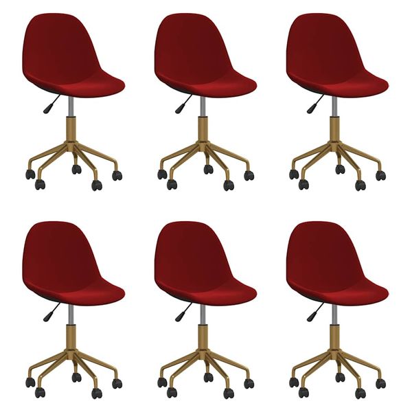 3086111 vidaXL Swivel Dining Chairs 6 pcs Wine Red Velvet(3x333501)