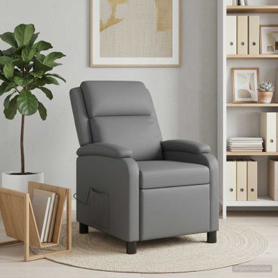 vidaXL Masážne relaxačné kreslo Sivá Umelá koža