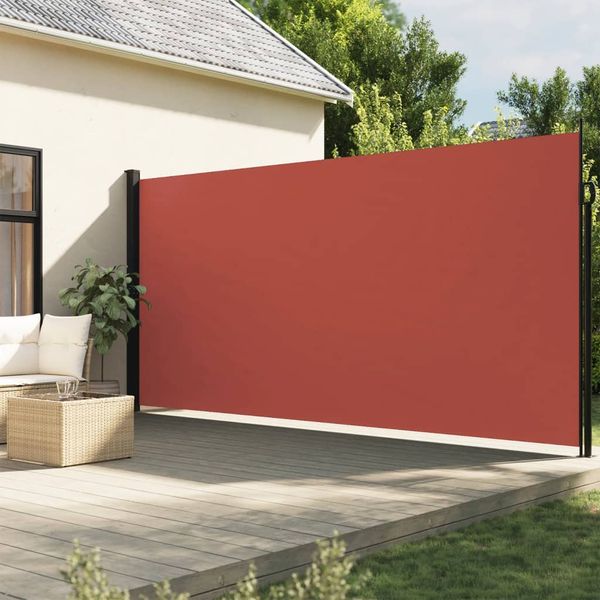 vidaXL Zaťahovacia bočná markíza, tehlová 200x600 cm