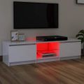 vidaXL TV skrinka s LED svetlami lesklá biela 140x40x36 cm