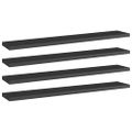 vidaXL Prídavné police 4 ks, lesklé čierne 60x10x1,5 cm, drevotrieska