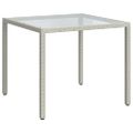 vidaXL Záhradný stôl 90x90x75 cm tvrdené sklo a polyratan biely