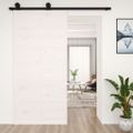 vidaXL Dvere do stodoly biele 100x1,8x214 cm masívna borovica