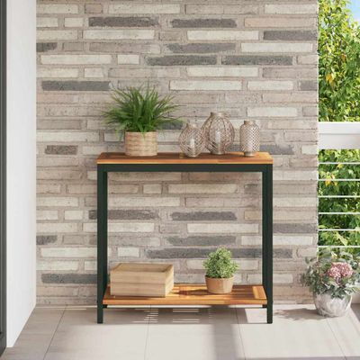 vidaXL Vonkajší stôl s úložiskom Prírodná a čierna 80 x 35 x 75 cm
