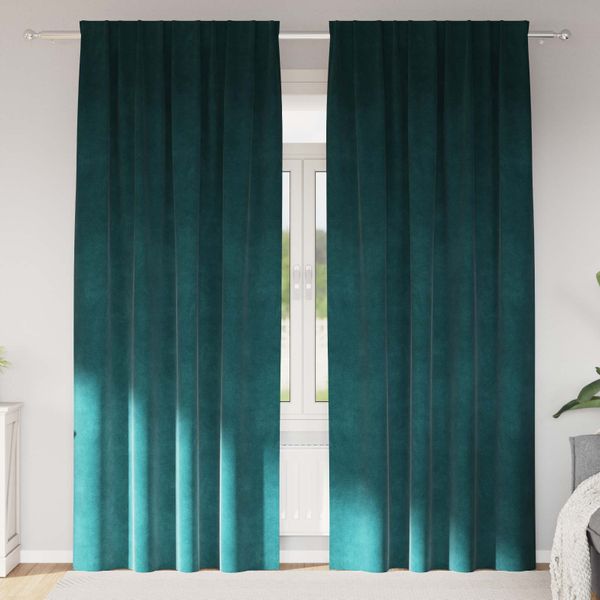 vidaXL Zatemňovacie závesy 2 pcs Tmavozelená 140 x 260 cm Zamat