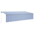 vidaXL Automatická markíza tienidlo&LED&senzor vetra 6x3 m modro-biela