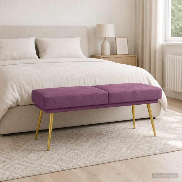 vidaXL Dvojvrstvová lavica Fialová 120 x 45 x 46 cm Zamat