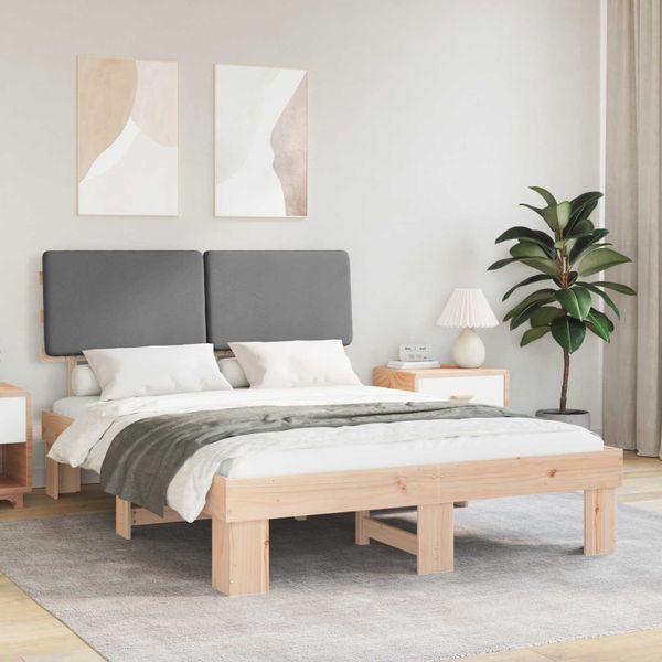 vidaXL Rám postele s čalúneným čelom Svetlosivá 150 x 200 cm