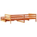 vidaXL Vysúvacia denná posteľ zásuvky voskovohnedá 90x200 cm borovica