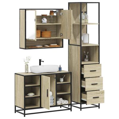 vidaXL 3-dielna súprava kúpeľňových skriniek sonoma kompozitné drevo