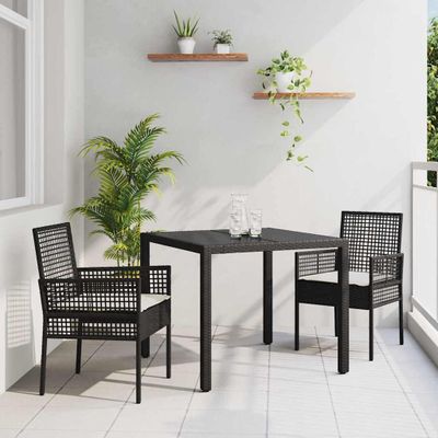 vidaXL Záhradný jedálenský set 3 pcs Čierna polyratan