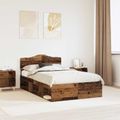 vidaXL Rám postele Staré drevo 135 x 190 cm Masívne borovicové drevo