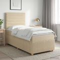 vidaXL Posteľ boxspring s matracom Krémová 90 x 190 cm Látka