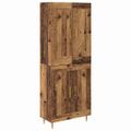 vidaXL Highboard Staré drevo 69,5 x 34 x 180 cm Kompozitné drevo