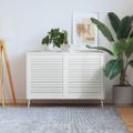 vidaXL Lamelové dvierka na skrinku 2 ks, biele 69x59,4 cm, borovica
