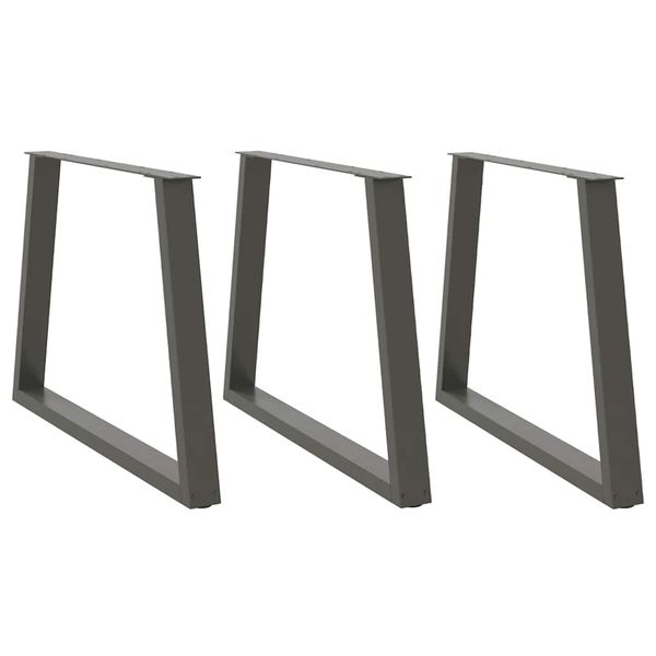vidaXL Nohy k jedálenskému stolu v tvare V, 3 ks, antracitové, 90 x (72-73,3) cm, oceľ