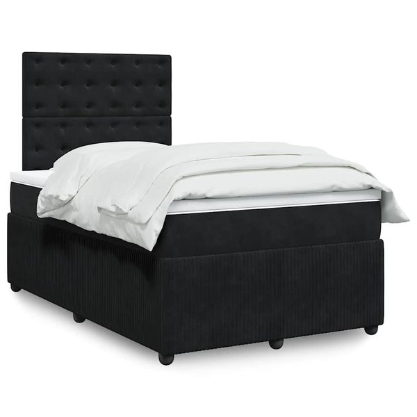 vidaXL Posteľný rám boxspring s matracom čierny 120x200 cm zamat