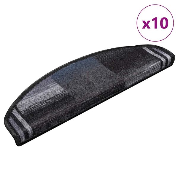 vidaXL Samolepiace nášľapy na schody 10 ks 65x21x4 cm čierne