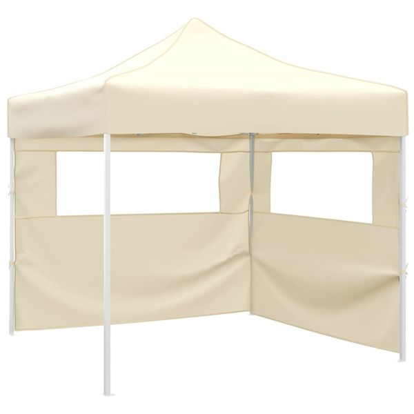 vidaXL Skladací stan s 2 stenami krémový 291x291x315 cm