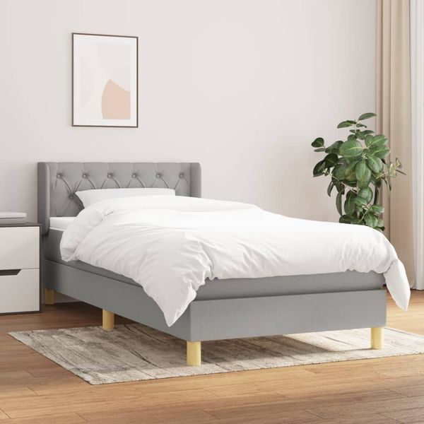 vidaXL Posteľný rám boxsping s matracom bledosivý 80x200 cm látka