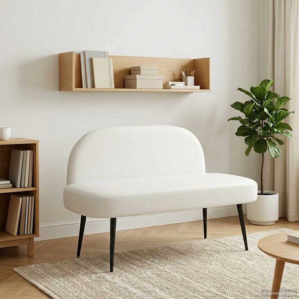 vidaXL čalúnená lavica so spätným opierkom Biela 110 x 60 x 76 cm