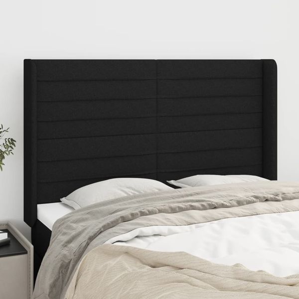 vidaXL Čelo postele so záhybmi čierne 147x16x118/128 cm látka