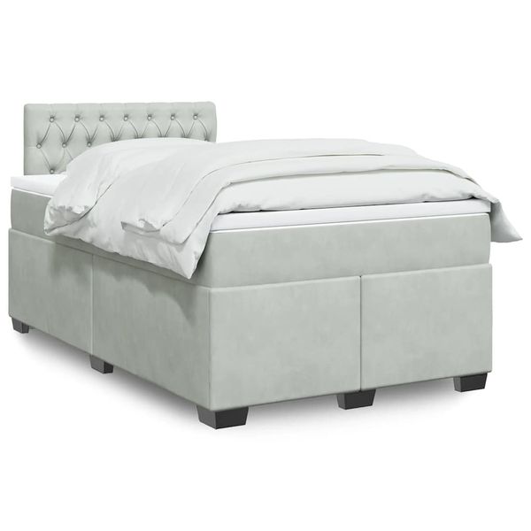 vidaXL Boxspring posteľ s matracom bledosivá 120x190 cm zamat