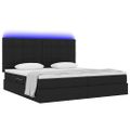 vidaXL LED úložná posteľ s matracom Čierna 200 x 200 cm Látka