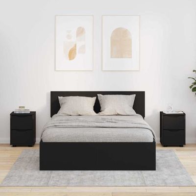 vidaXL Nočné stolíky 2 pcs Čierna 30,5 x 30 x 43 cm Kompozitné drevo