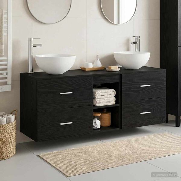 vidaXL Set kabinetov do kúpeľne 3 ks Čierny dub 49,5 x 35 x 63 cm