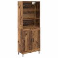 vidaXL Highboard Staré drevo 69,5 x 34 x 180 cm Kompozitné drevo
