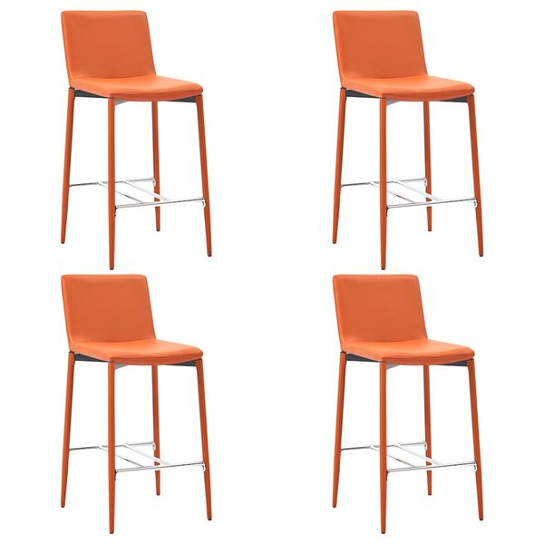 vidaXL Barové stoličky 4 ks, oranžové, umelá koža